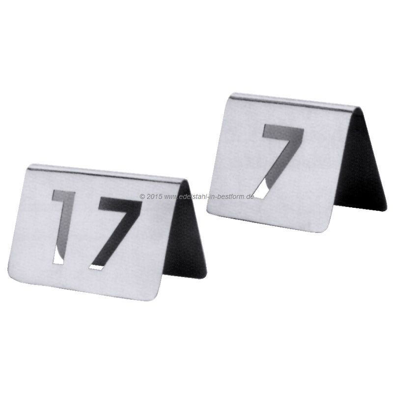 Tischnummernschild  1-12 mit ausgestanzten Ziffern