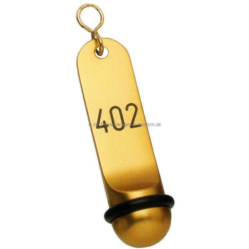 Hotel-Schlüsselanhänger 11,5 cm, Leichtmetall eloxiert Gold, Modell: Klassik