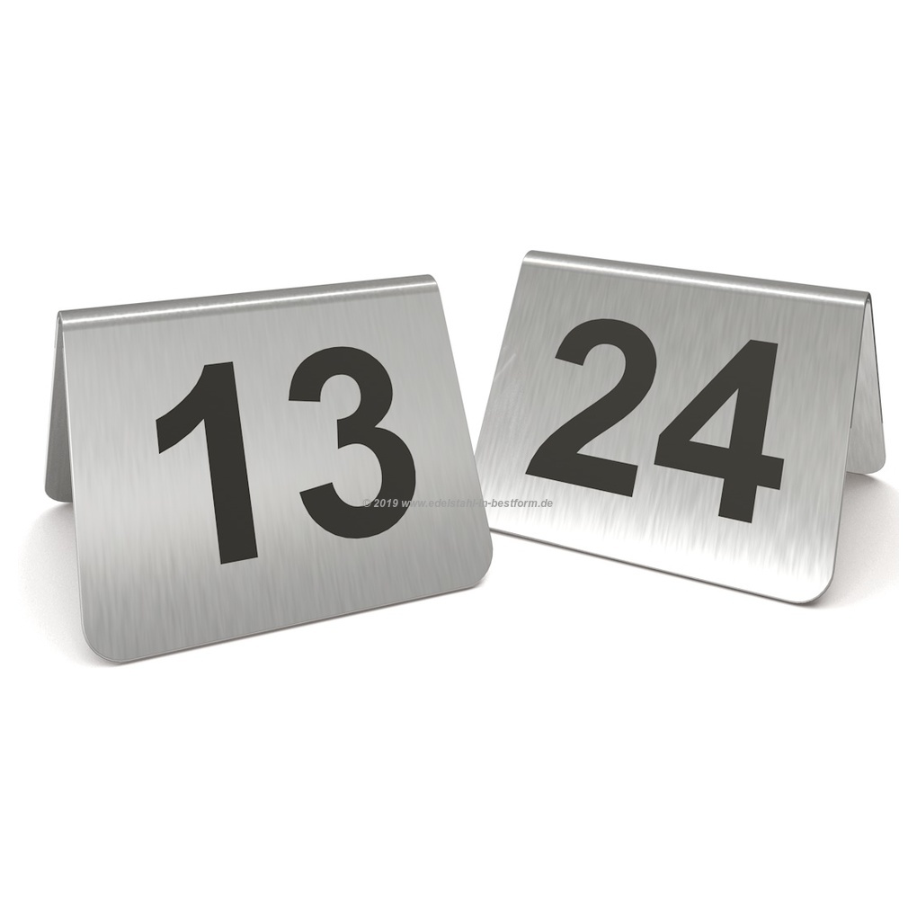 Tischnummernschilder Nr 1-12 auflackiert Edelstahltischnummern Tischnummer 